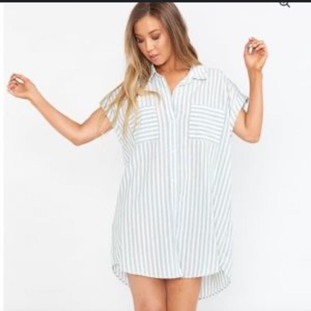 Show Me Your Mumu Blue and White Striped Shirtdress / coverup Small